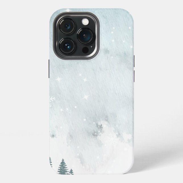 Funda Para iPhone Acuarela del paisaje invernal (Reverso )