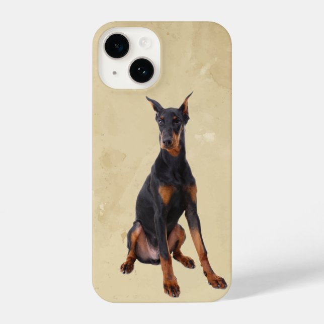 Funda Para iPhone Acuarela Doberman Pincher Dog Mascota Animal (Reverso )