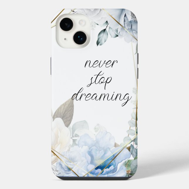 Funda Para iPhone Acuarela floral azul inspiradora (Reverso)