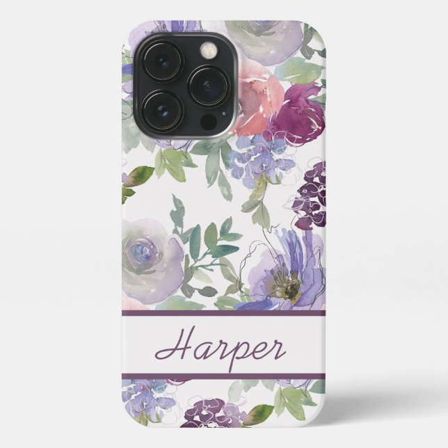 Funda Para iPhone Acuarela Floral Botánica (Reverso)