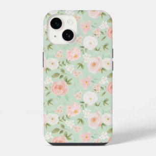 Funda Para iPhone 14 Acuarela floral en rosa y melocotón