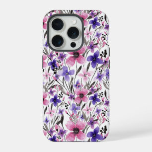 Acuarela floral moderna country rosa púrpura