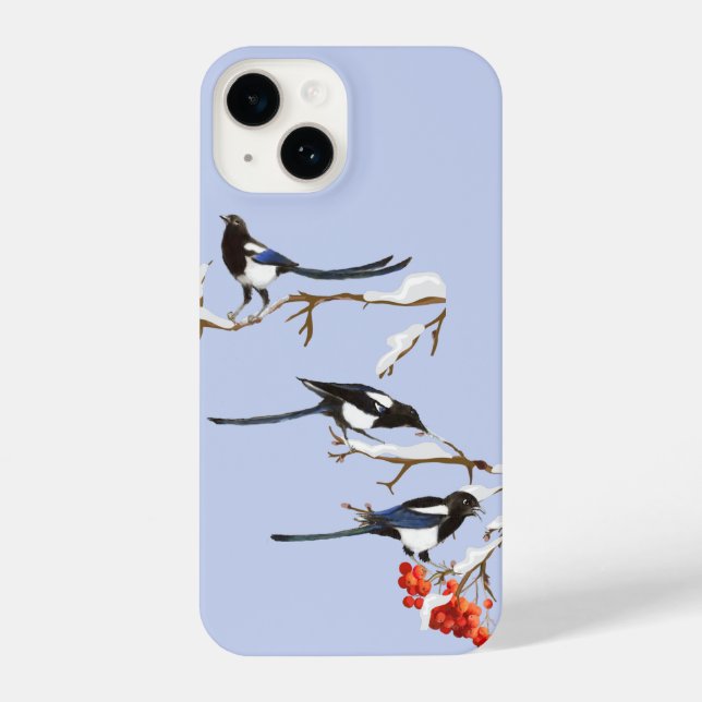 Funda Para iPhone Acuarela Magpies Jardín Bird Naturaleza Art (Reverso )