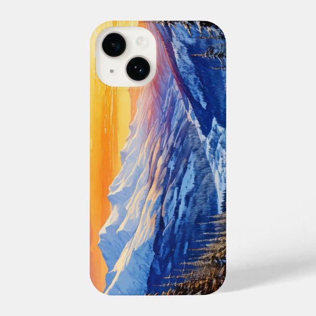 Funda Para iPhone acuarela mañana mañana de invierno Teléfono maletí (Reverso )