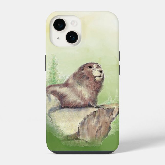 Funda Para iPhone Acuarela Marmot Groundhog Naturaleza de los animal (Reverso )