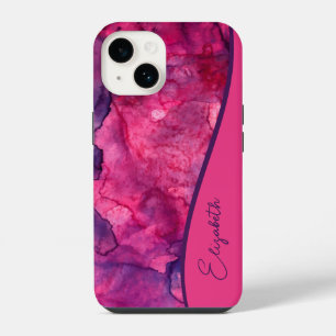 Funda Para iPhone 14 Acuarela rosa personalizada