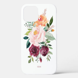 Funda Para iPhone 12 Pro Acuarela rústica botánica con su monograma
