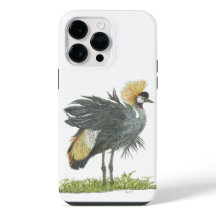 acuarelas de la majestuosa grulla coronada gris