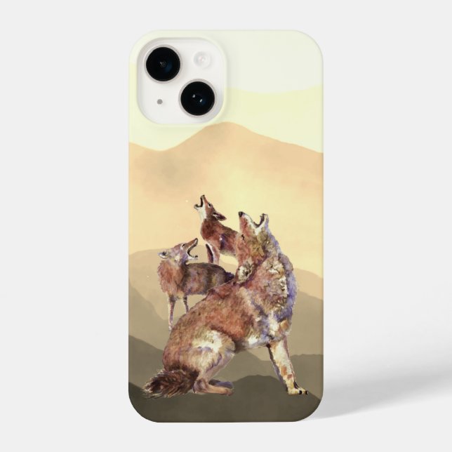 Funda Para iPhone Acumulación de acuarela Coyotes Arte de animales s (Reverso )