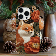 Adorable look embroidered Fox & Flowers