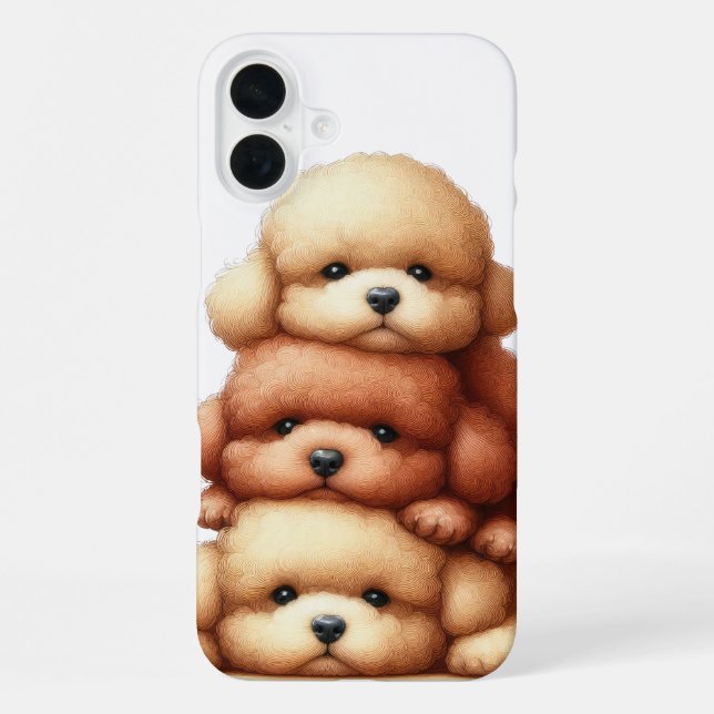 FUNDA PARA iPhone ADORABLE PILA DE PERROS CACHORROS CANICHE (Reverso )