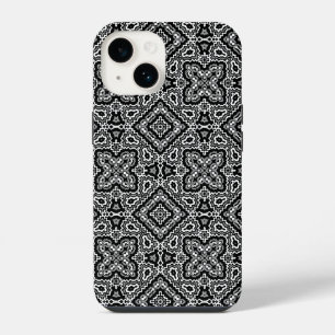 Funda Para iPhone 14 adorno de patrón étnico geométrico en blanco y neg
