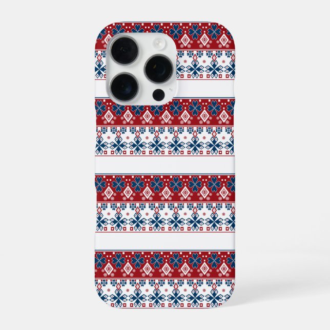 Funda Para iPhone Adorno rojo azul (Reverso)