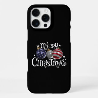 Funda Para iPhone 16 Pro Max Adornos de árbol de Navidad Bandera Americana Patr