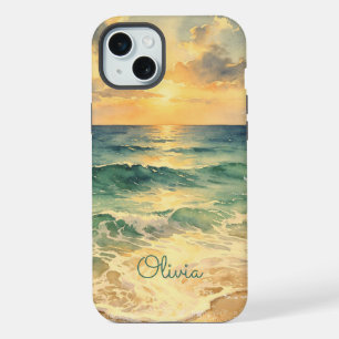 Aesthetic Beach Sunset Watercolor Custom Name