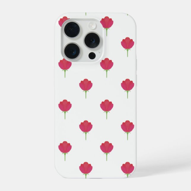 Funda Para iPhone Aesthetic pink tulip flower pattern phone case (Reverso )