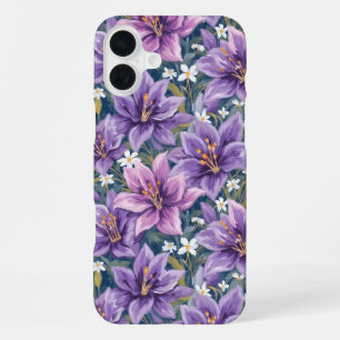 Funda Para iPhone 16 Plus Aesthetic Purple Lily Floral Watercolor