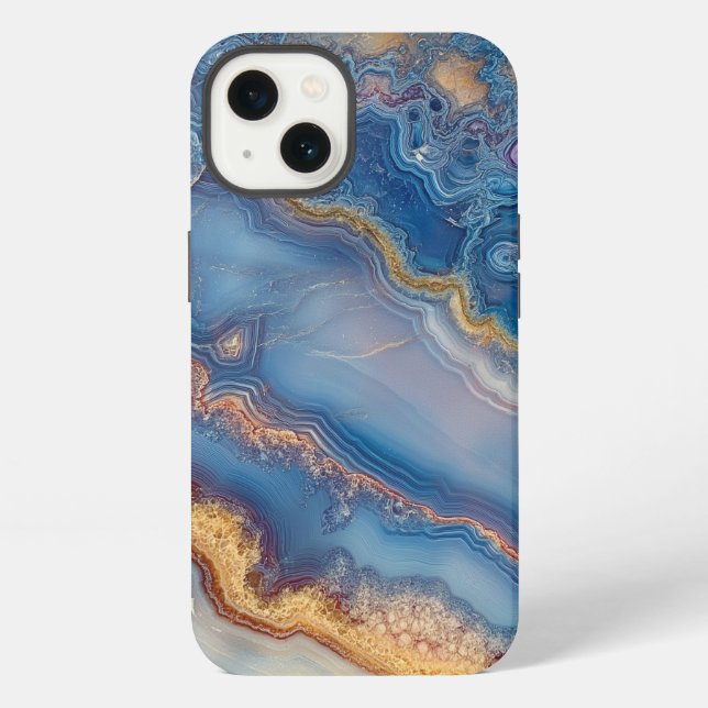 Funda Para iPhone Ágata de encaje azul (Reverso )