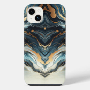Funda Para iPhone 14 Plus Ágata dorada turquesa azul Glam moderno elegante p