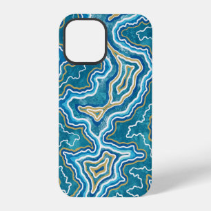 Funda Para iPhone 12 Pro Ágata gráfica azul dorada