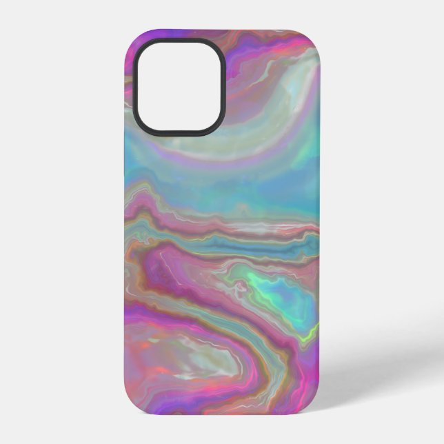Funda Para iPhone Ágata Opalina Turquesa y Rosa (Reverso )
