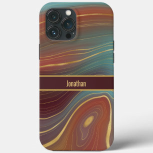 Funda Para iPhone 13 Pro Max Agate Marble Strata - Burdeos Óxido Acuático Polvo