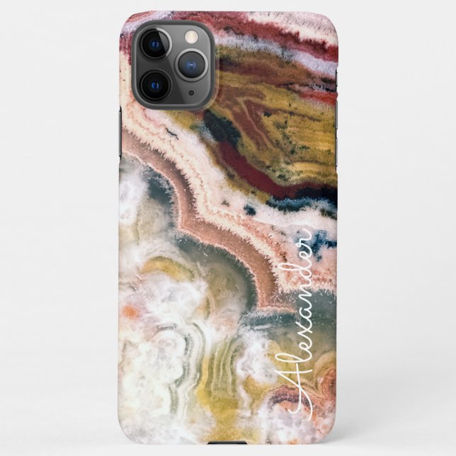 Funda Para iPhone Agate personalizado nombre escrito a mano moderno  (Reverso)