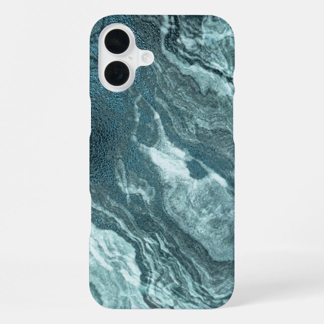 Funda Para iPhone Agitación Verde azulada cristalizada | Piedra de m (Reverso )