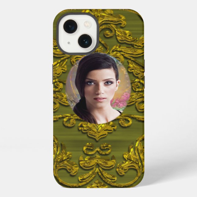 Funda Para iPhone Agrega tu foto Damask Chic (Reverso )