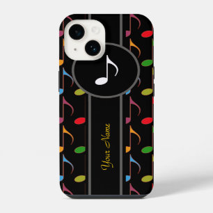 Funda Para iPhone 14 agregar notas musicales coloridas/nombre