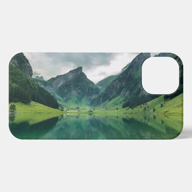 Funda Para iPhone Agua | Alpes suizos de lago (Reverso Horizontal)