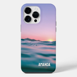 Funda Para iPhone 14 Pro Max Agua del Océano Amanecer Isla Relajante Nombre Per