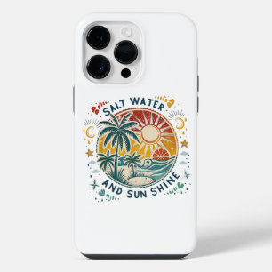 Funda Para iPhone 14 Pro Max Agua Salada y Brillo del Sol Playa Tropical Vintag