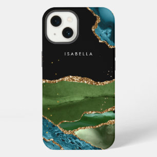 Aguamarina/Agata verde personalizada con vetas de 