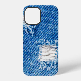 Funda Para iPhone 12 Aguantar a Denim Jeans. Destruido y destruido: Blu