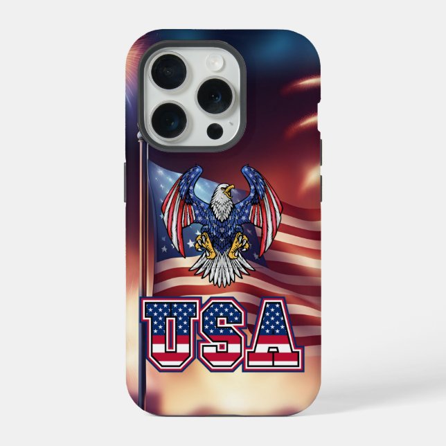 Funda Para iPhone Águila Baldosa Estadounidense Patriótica (Reverso )