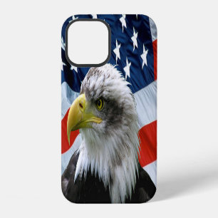 Funda Para iPhone 12 Águila calva patriótica y bandera estadounidense