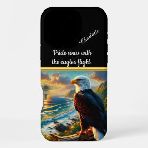 Funda Para iPhone 16 Pro Max Águila contemplando el sereno amanecer costero