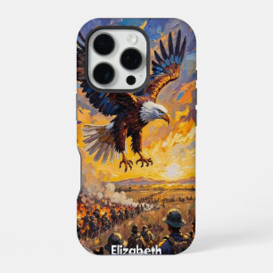 Funda Para iPhone 16 Pro Águila guardiana, batalla de atardecer