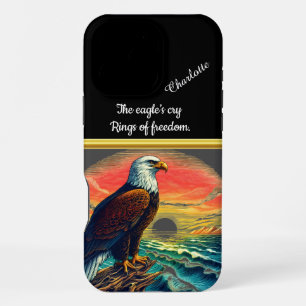 Funda Para iPhone 16 Pro Max Águila majestuosa encaramada al atardecer sobre el
