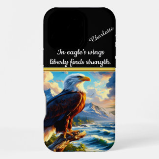 Funda Para iPhone 16 Pro Max Águila majestuosa encaramada por el océano al atar