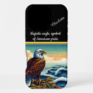 Funda Para iPhone 16 Pro Max Águila majestuosa posada junto al océano al atarde