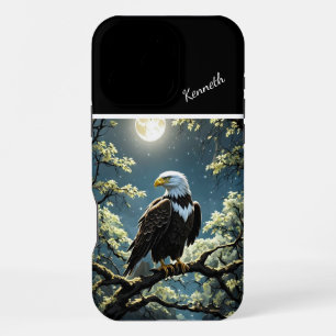 Funda Para iPhone 16 Pro Max Águila Real Bajo la Luz de la Luna