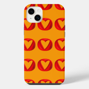 Funda Para iPhone 14 Plus Agujeros de Corazón Hinchados Rojos