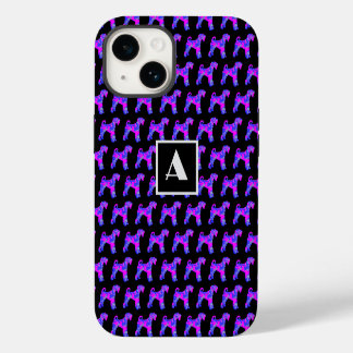 Funda Para iPhone 14 Airedale Terrier Dog Pnk Blu Silhouette Mono Black