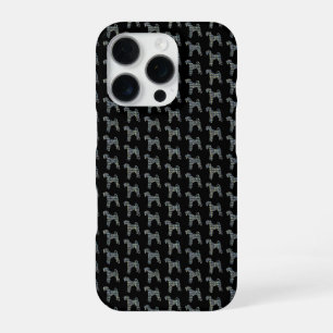 Funda Para iPhone 16 Pro Airedale Terrier Dog Silhouette Yellow Black Grid