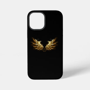 Funda Para iPhone 12 Mini Alas de ángel doradas sobre fondo negro