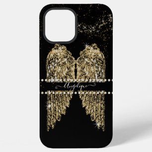 Funda Para iPhone 12 Pro Max Alas de Ángel Dorado Diamante Joya Chic Femenino