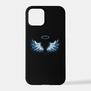Funda Para iPhone 12 Pro Alas del Ángel Azul brillante sobre fondo negro