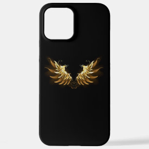 Funda Para iPhone 12 Pro Max Alas del Ángel de Oro sobre fondo negro